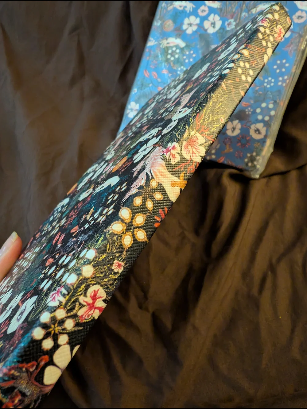 Saks Fifth Avenue Floral & Peacock Feather Notebook - Black Multicolor